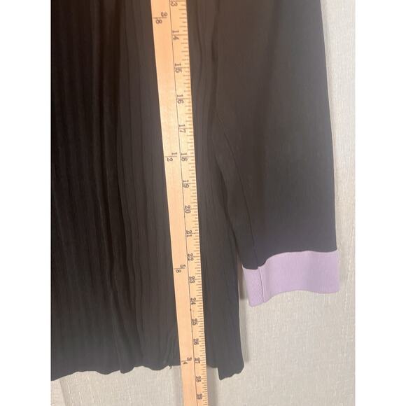 Exclusively Misook Size XL Open Front Cardigan Sweater Ribbed Knit Black Purple - Picture 5 of 7